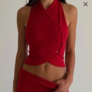 Frankie's Bikinis Ryder Halter Top size M red